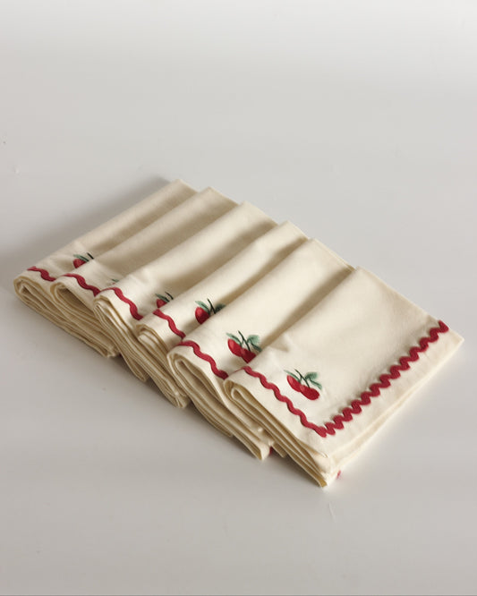 Cherry Crush Embroidered Napkins - Set of 6