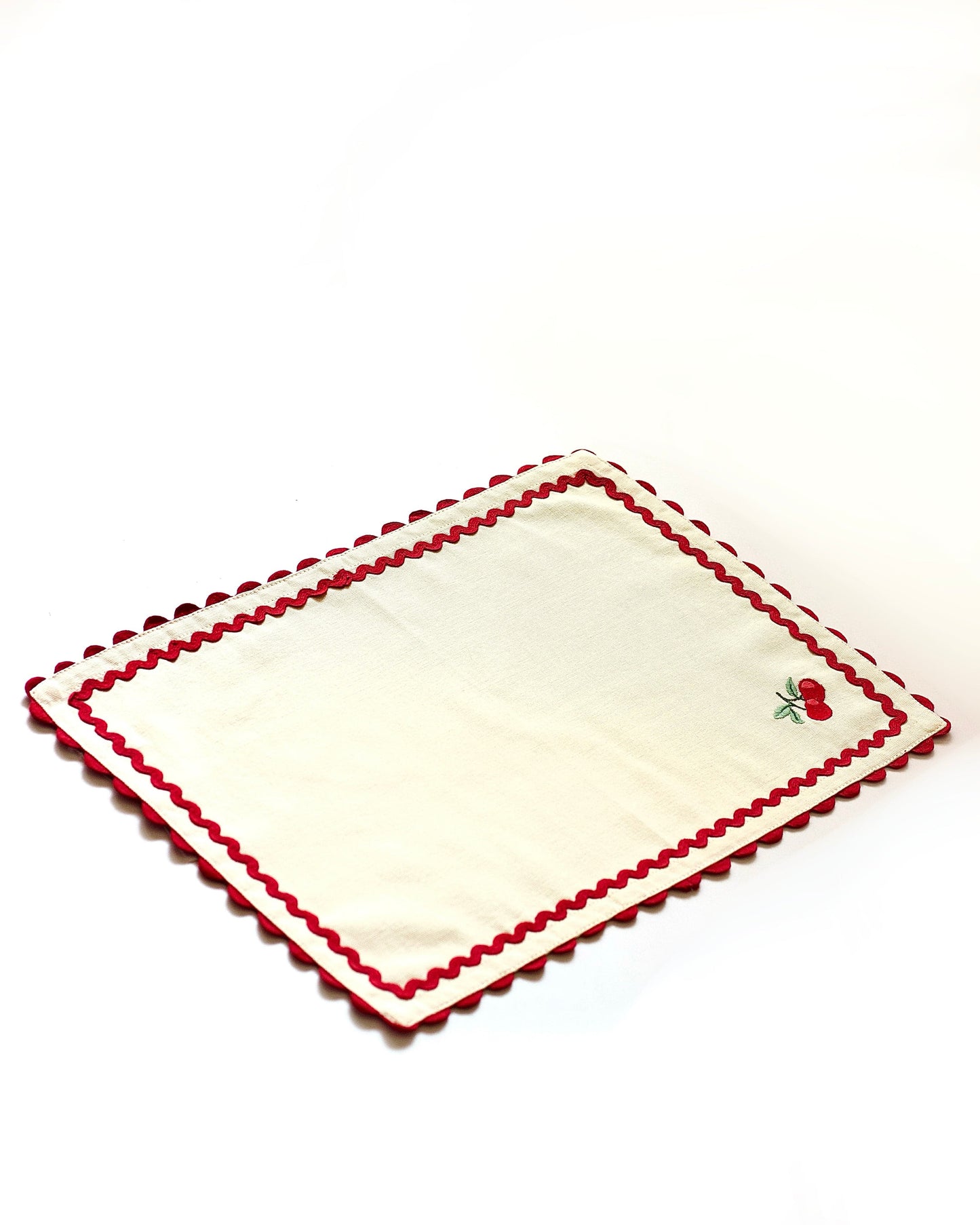Cherry Crush Embroidered Placemats - Set of 6