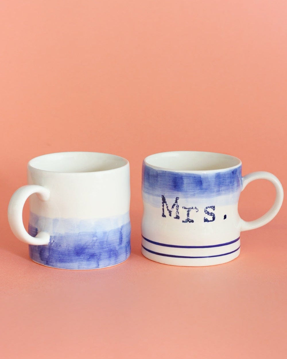 Mr & Mrs Handpainted Ceramic Mugs - Set Of 2