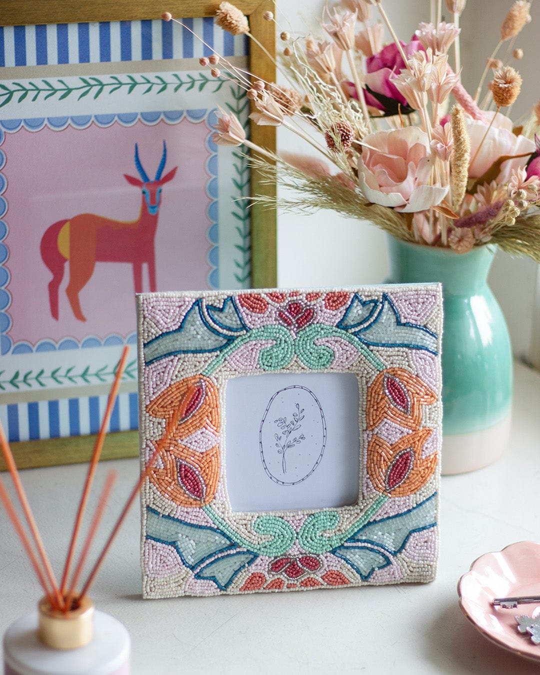 Pastel Perfection Beaded Photo Frame