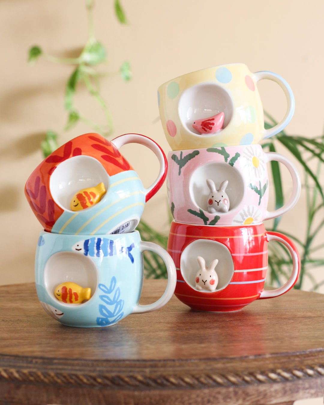 Peek A Boo Handpainted Ceramic Mug - Fish