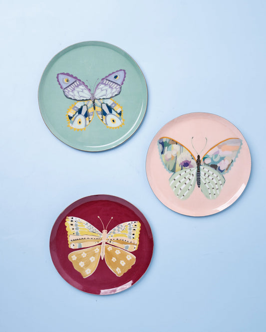Butterfly Bloom Metal Wall Plates - Set of 3