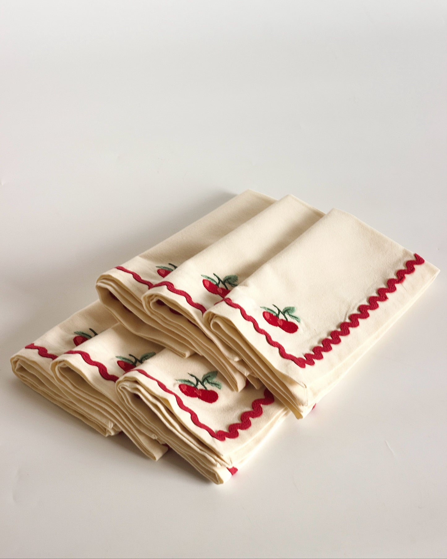 Cherry Crush Embroidered Napkins - Set of 6