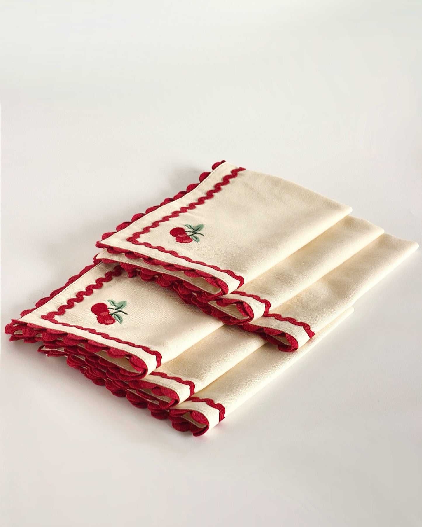Cherry Crush Embroidered Placemats - Set of 6