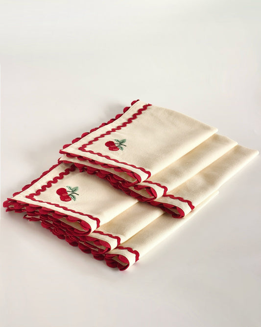 Cherry Crush Embroidered Placemats - Set of 6