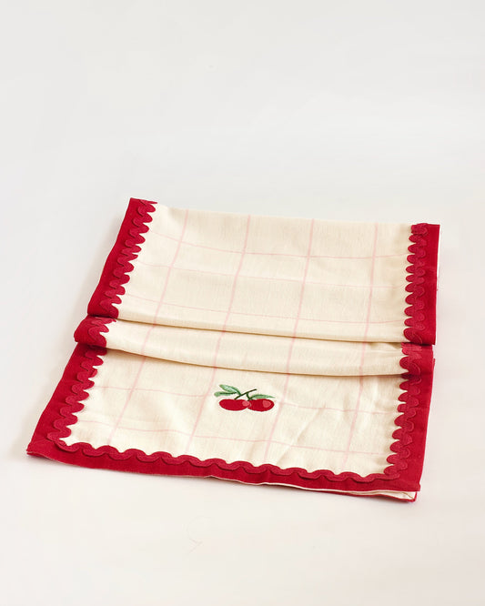Cherry Crush Embroidered Runner