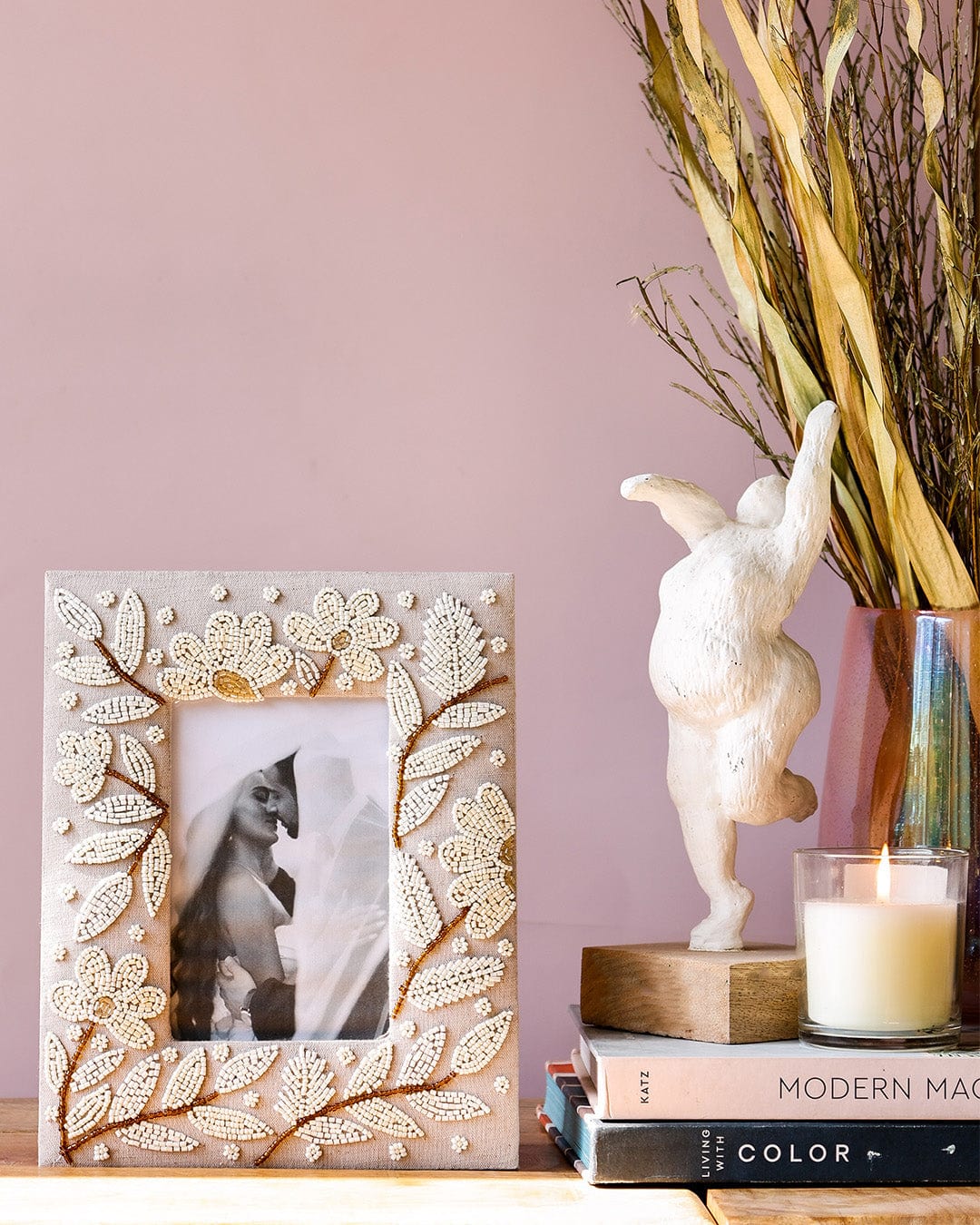 Full Moon Beaded Photo Frame