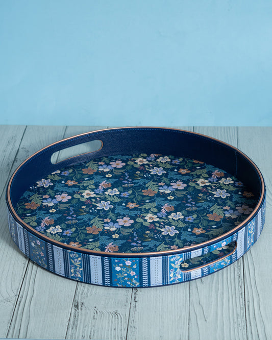 Midnight Meadow Vegan Leather Round Tray