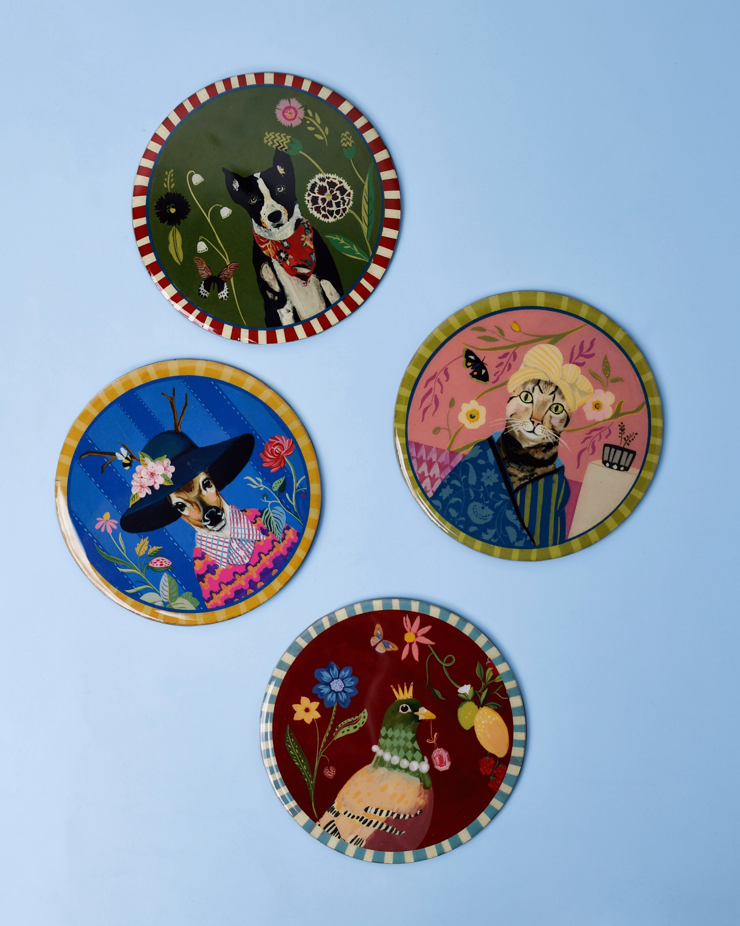 Quirky Crew Metallic Coasters - Set of 4