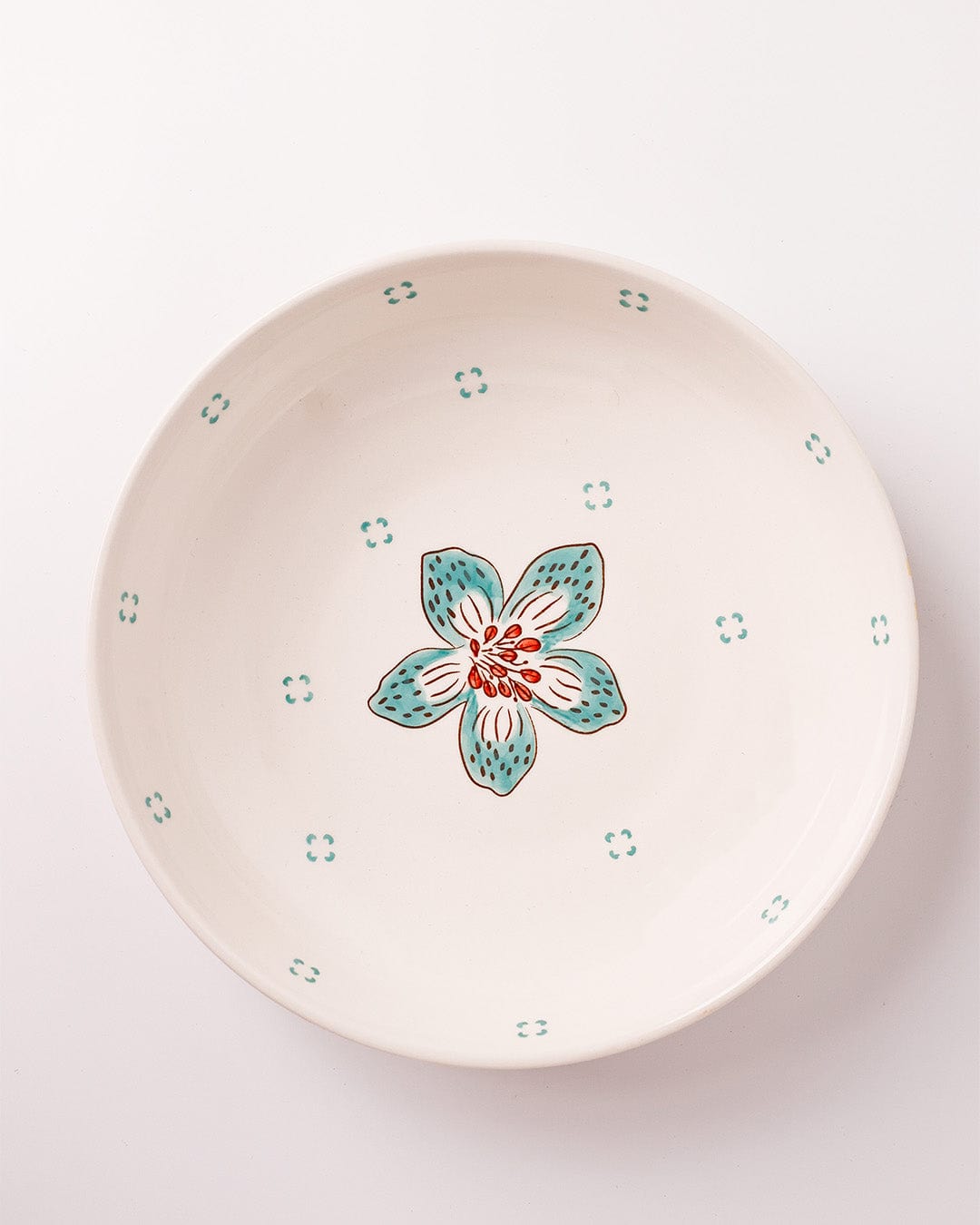 Stripe & Stem Handpainted Ceramic Pasta Bowl 21 cm