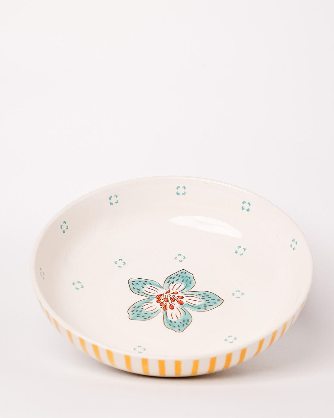 Stripe & Stem Handpainted Ceramic Pasta Bowl 21 cm