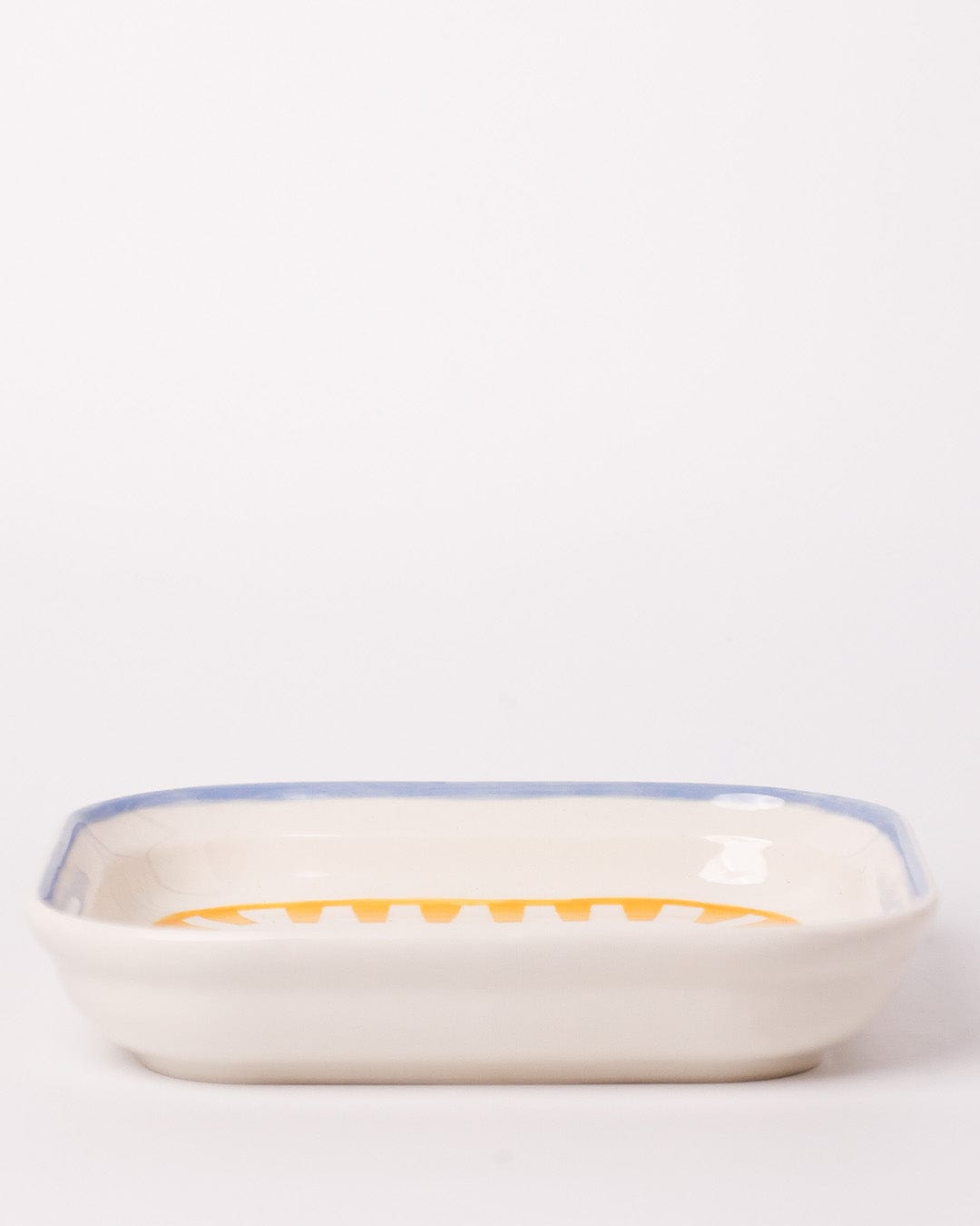 Stripe & Stem Handpainted Ceramic Square Snack Plate 15.5cms