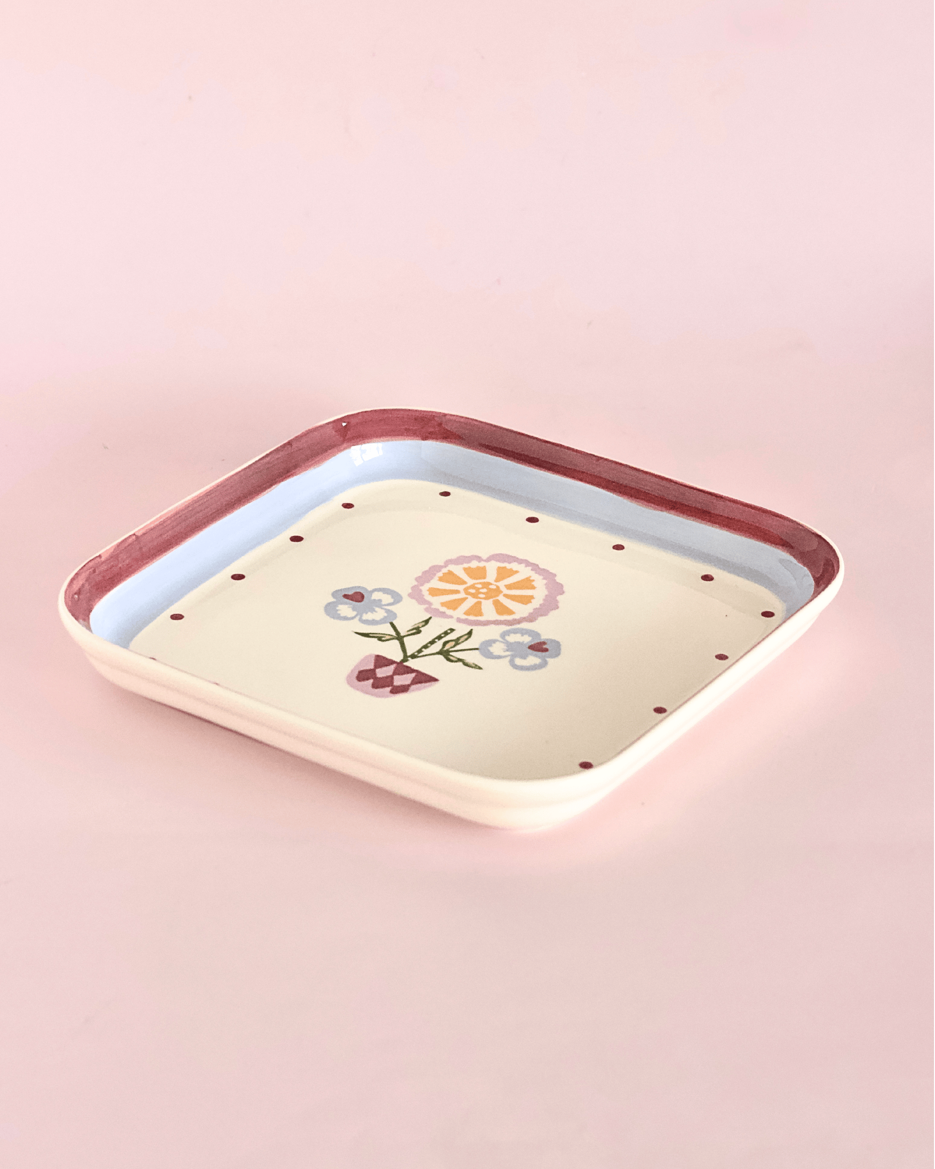 Sundrop Handpainted Ceramic Square Platter 20.5 cm