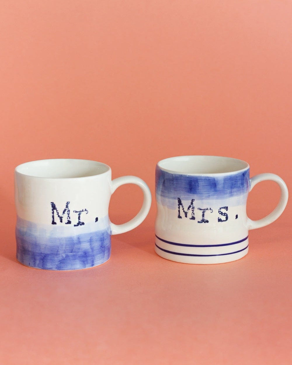 Mr & Mrs Handpainted Ceramic Mugs - Set Of 2