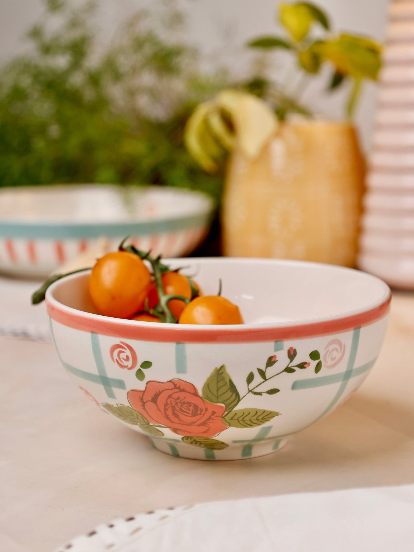 Tea Garden Handpainted Ceramic Bowl 15 cm