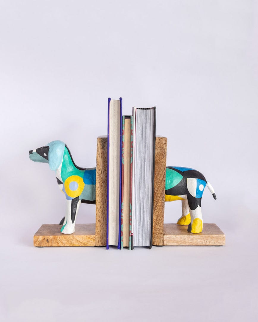 Technicolour Toto Wooden & Paper mache Handpainted Bookends