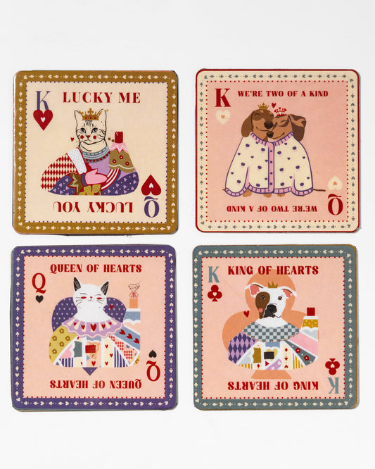 The Royal Hearts Club Metal Coasters & Fridge Magnets - Set of 4