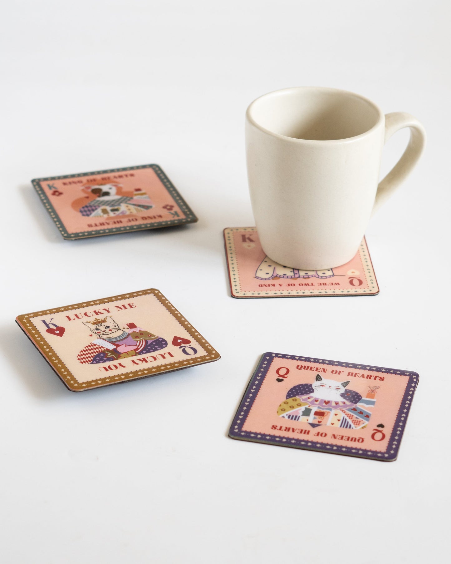 The Royal Hearts Club Metal Coasters & Fridge Magnets - Set of 4