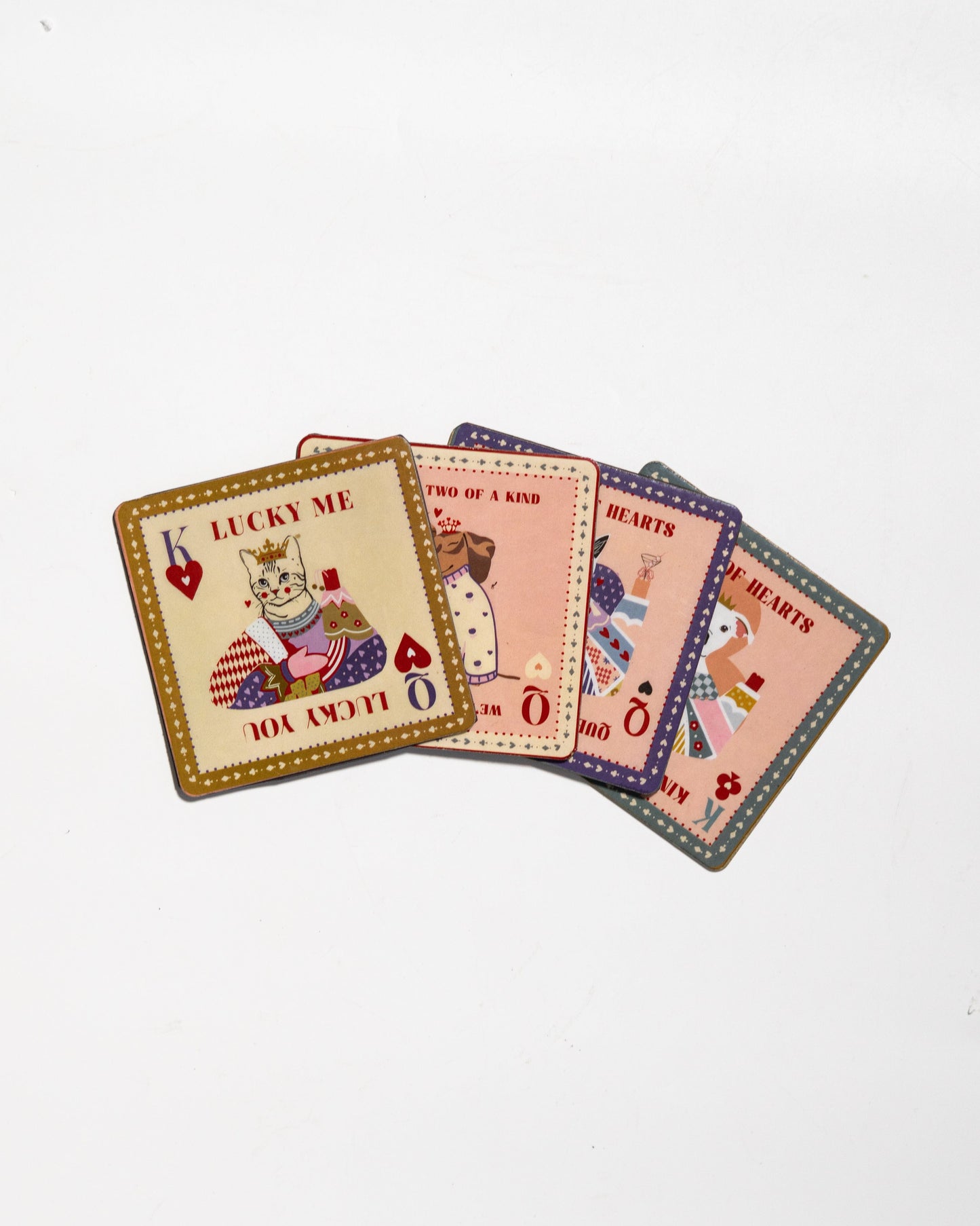 The Royal Hearts Club Metal Coasters & Fridge Magnets - Set of 4